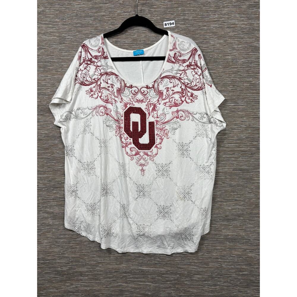 Oklahoma Sooners Shirt Womens 3XL White NCAA Football P Michael OU Scroll
